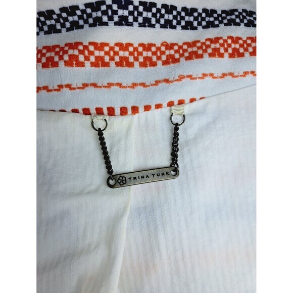 Trina Turk Beatrix‎ Embroidered Moto Zip up Jacket Blazer Coat Colorful Large 12 - Picture 5 of 11